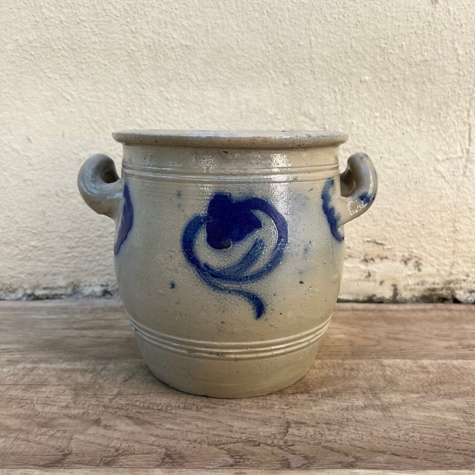 HANDMADE French GLAZED GREY ANTIQUE FRENCH LARGE STONEWARE Alsacian 0706224 - Fleamarketfrance