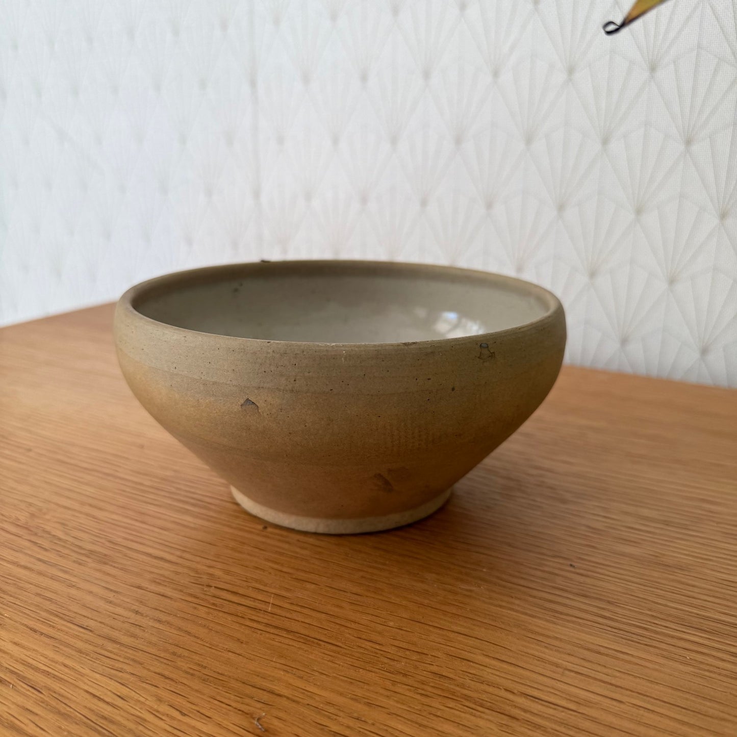 Vintage French Stoneware Mixing Bowl Sage Green Glaze 6.75" 02112512 Unbranded