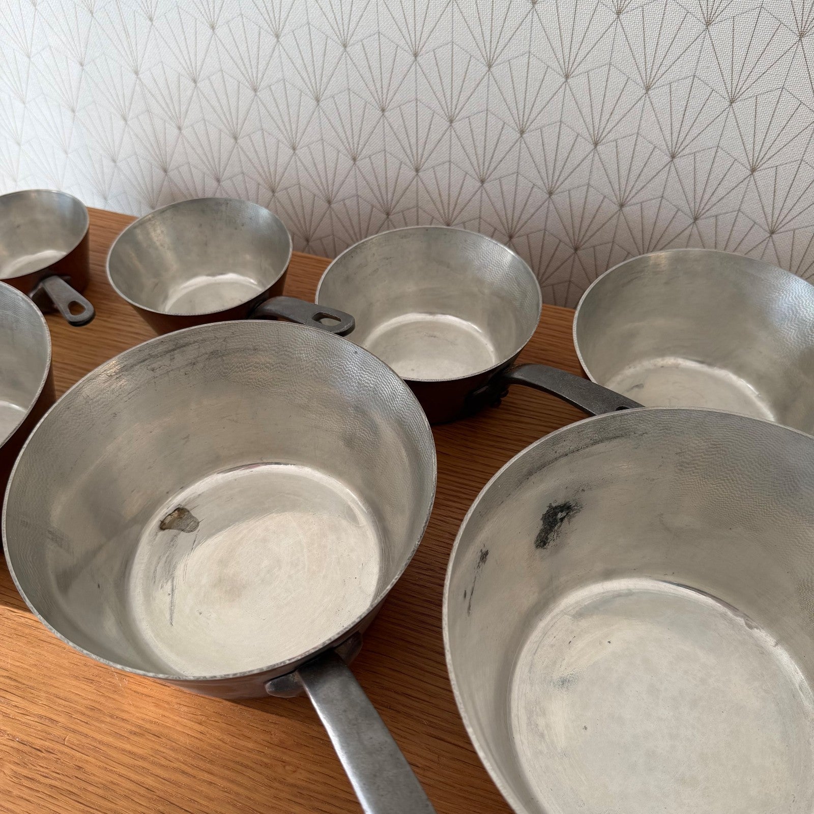 French Copper Pans Set Villedieu Serie Speciale Windsor 7 Pieces 13012624 Unbranded