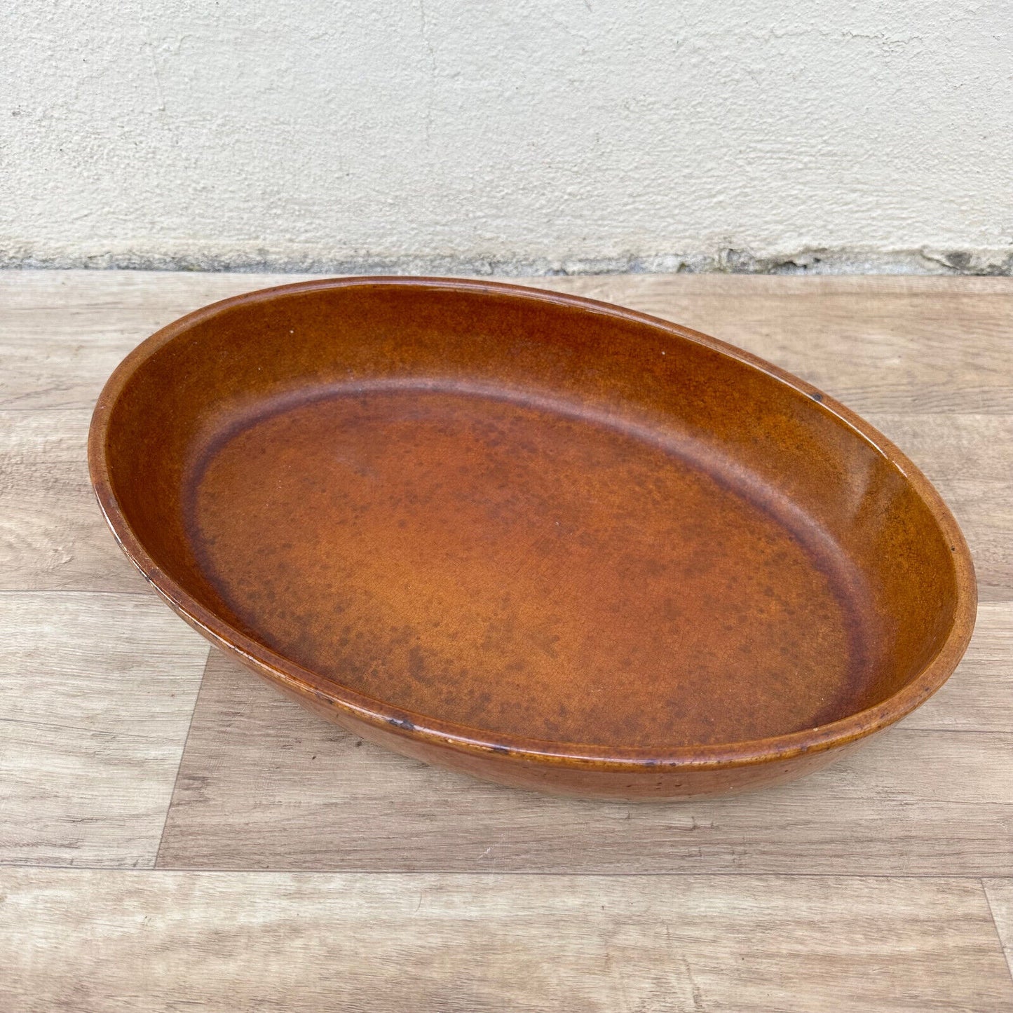 Large French pottery Brown Fruit bowl Provence Vintage Tian Plate DIGOIN 1805232 - Fleamarketfrance