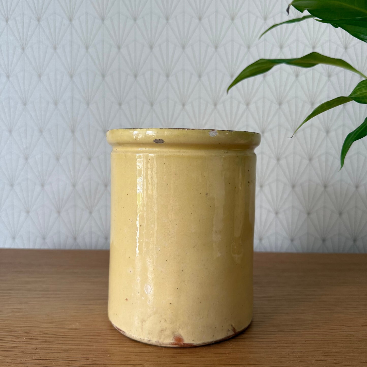 HANDMADE GLAZED YELLOW ANTIQUE FRENCH CONFIT JAM POT SMALL TERRACOTTA 29042512