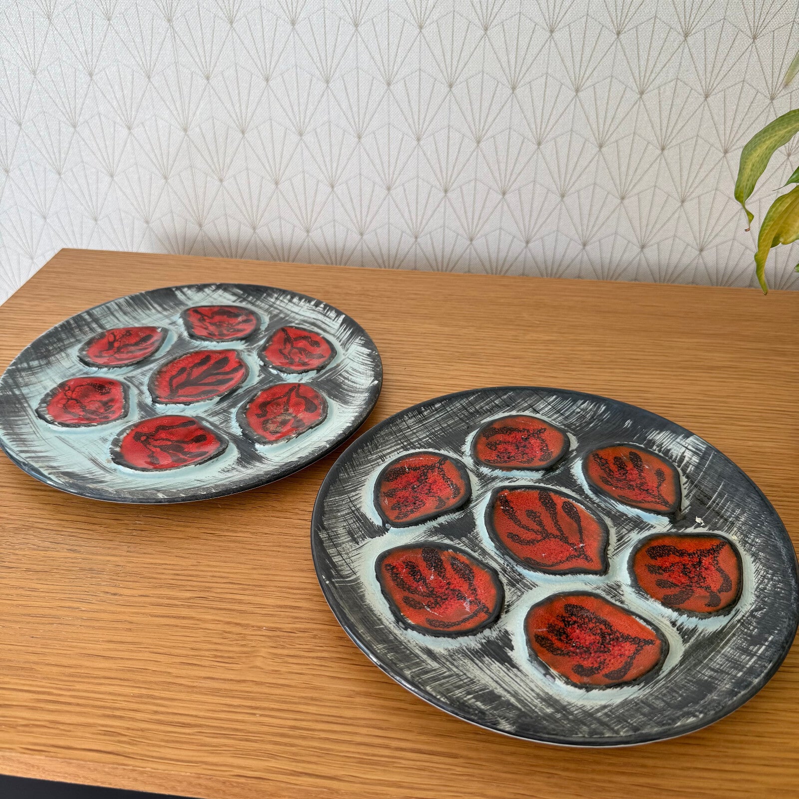 French Faience Oyster Plates MBFA Pornic Hand Painted Vintage Set 2205253 Quimpezr