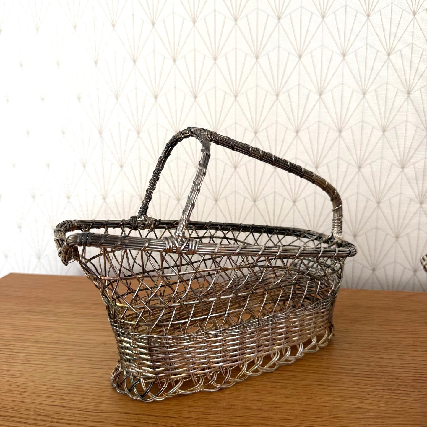 vintage french wine metal basket bottle holder serving rustic 2110252