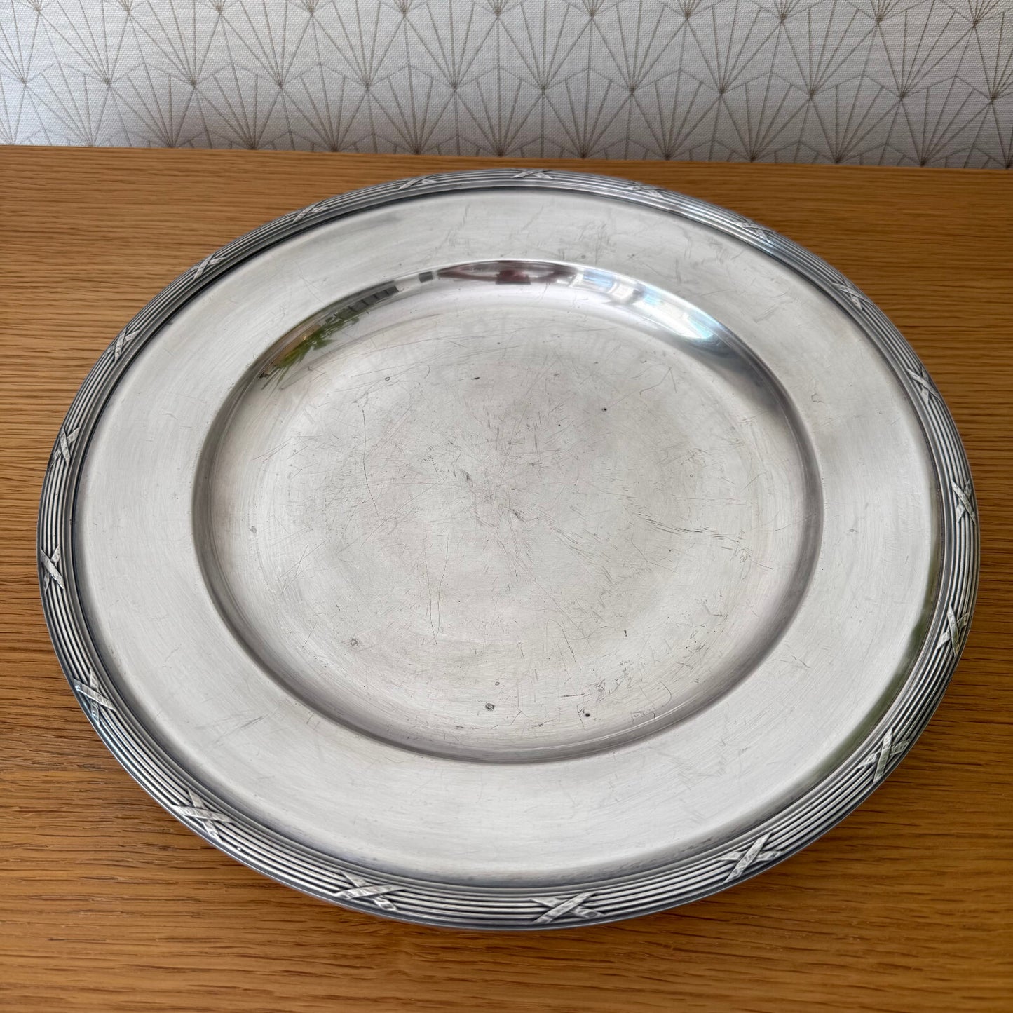 Vintage Christofle Paris Silver Plated Serving Tray Round 14" French 0905253 Christofle
