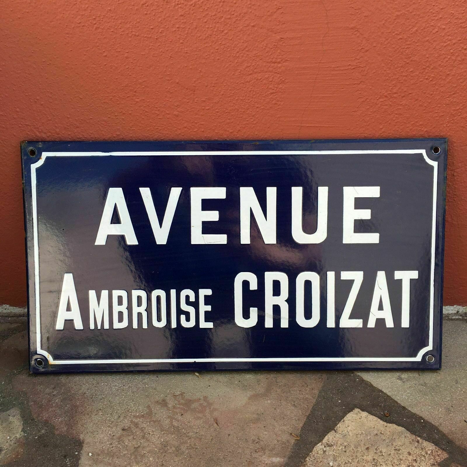 Old French Street Enameled Sign Plaque - vintage croizat 4 - Fleamarketfrance