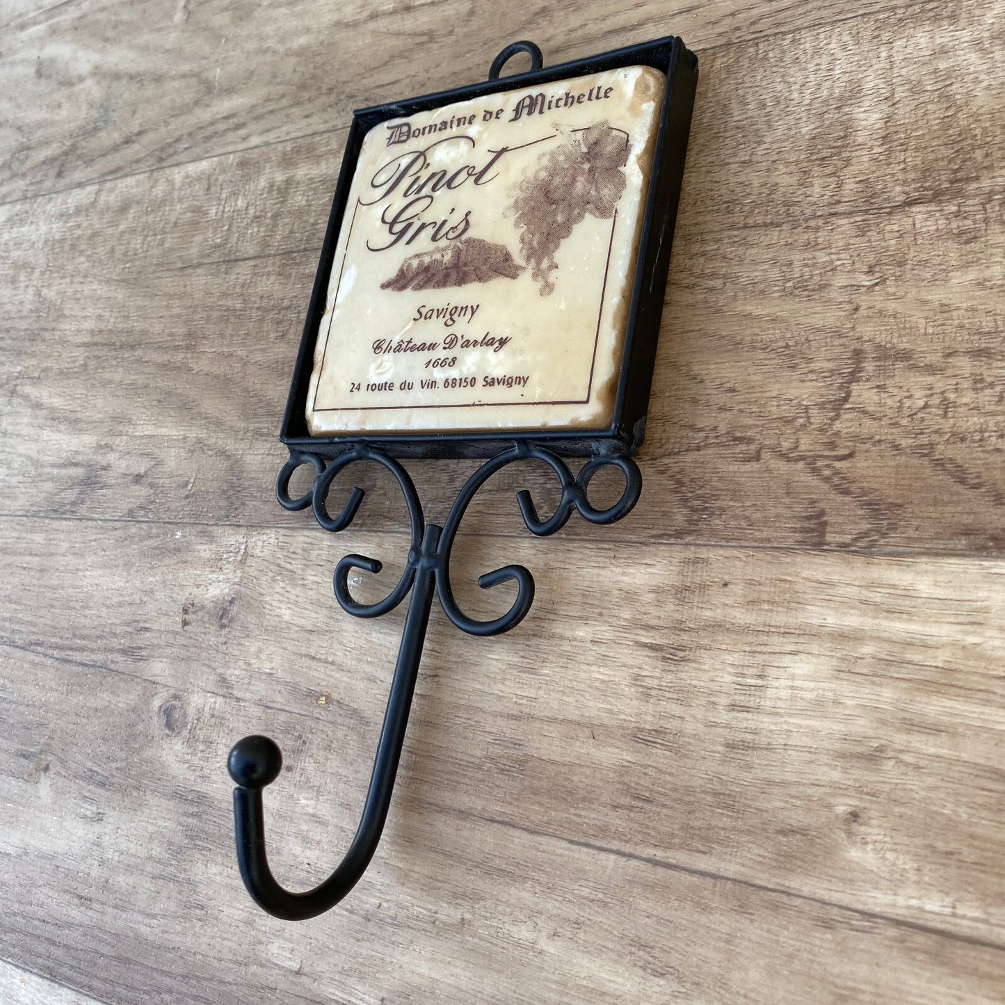 French Wine Kitchen Hook Pinot Gris Metal Towel Rack Hanger Vintage 05082219 Unbranded