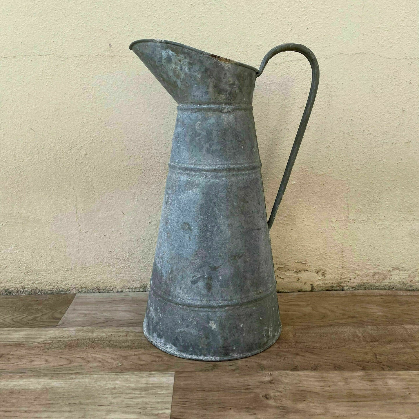 Antique French Zinc Pitcher 17" Farmhouse Water Jug Country Decor 18042119 Fleamarketfrance