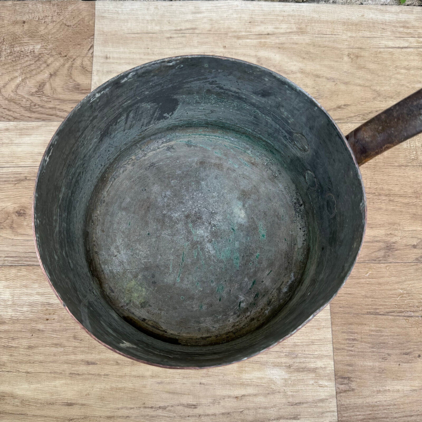 OLD copper pan French tin lining MAGASINS DU LOUVRE PARIS 19092416 - Fleamarketfrance