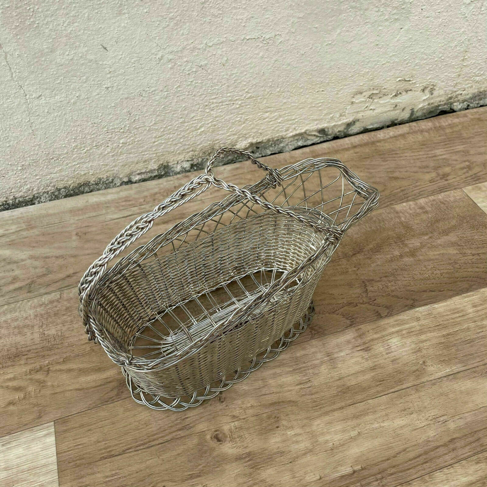 French Silver Wine Basket Bottle Holder Serving Display Vintage 2110213 Handmade