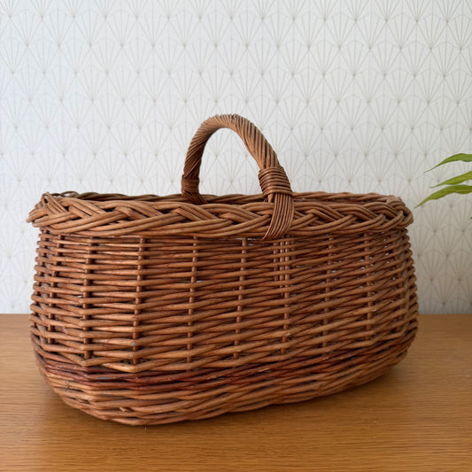 French Wicker Basket Market Shopping Rattan Weave Handmade Vintage 2505265 Fleamarketfrance