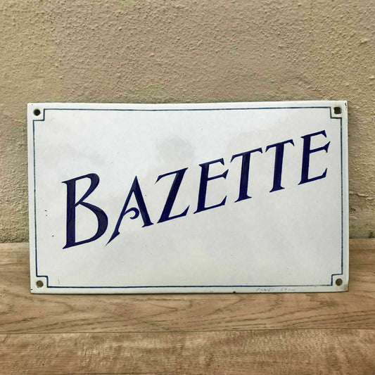 French House Enamel Sign Plaque - arched bombed BAZETTE 17021824 - Fleamarketfrance