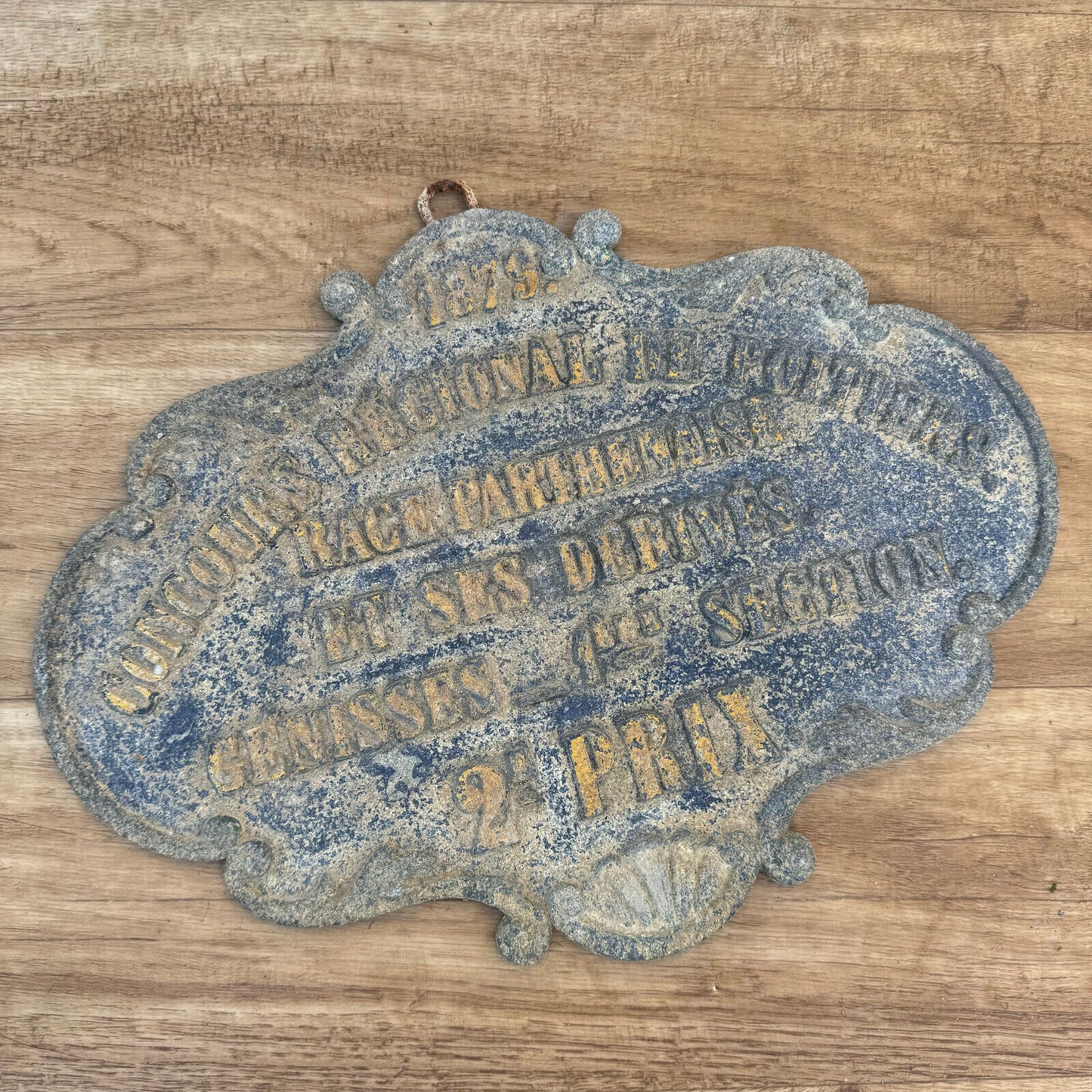 FRENCH VINTAGE AGRICULTURE PLAQUE TROPHY AWARD ANIMALS PRIZE SIGN 1879 2507247 - Fleamarketfrance