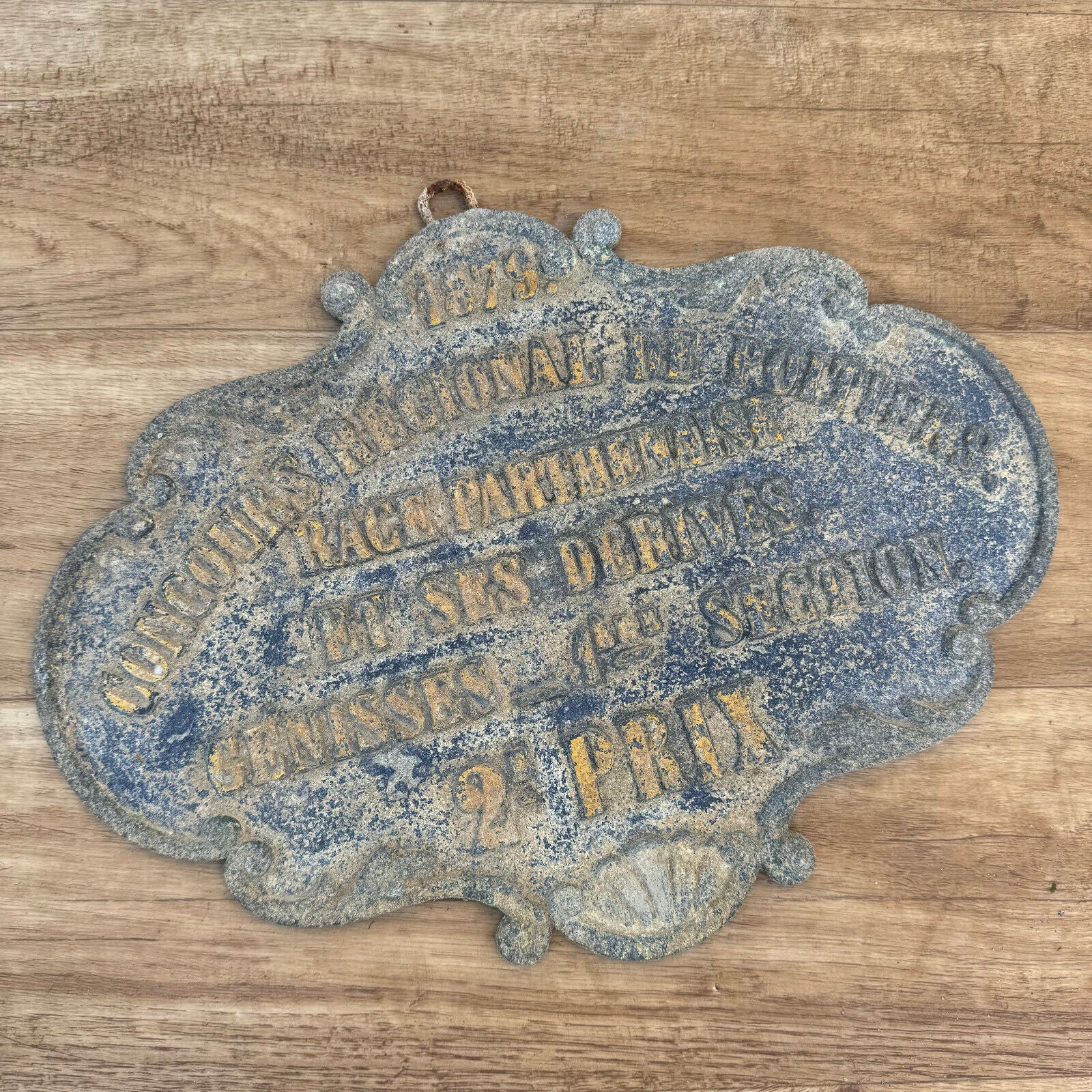 FRENCH VINTAGE AGRICULTURE PLAQUE TROPHY AWARD ANIMALS PRIZE SIGN 1879 2507247 - Fleamarketfrance