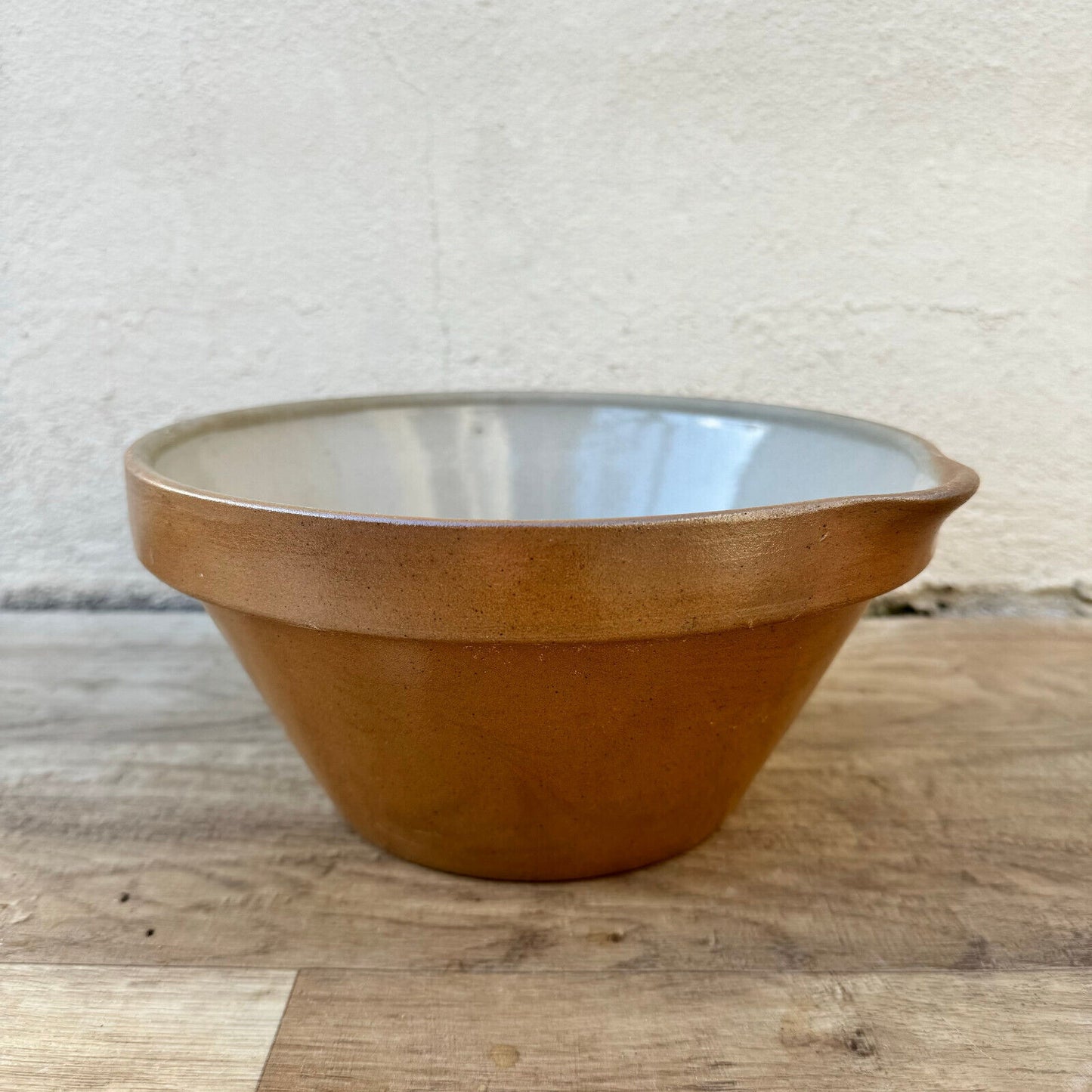 VINTAGE FRENCH GLAZED STONEWARE SALAD MIXING BOWL TERRINE TIAN 9" 09112310 - Fleamarketfrance