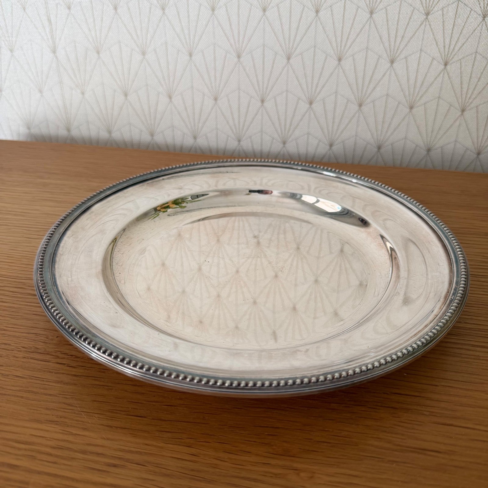 Christofle Gallia Silverplate Pearl French Round Serving Tray 26072611 ercuis