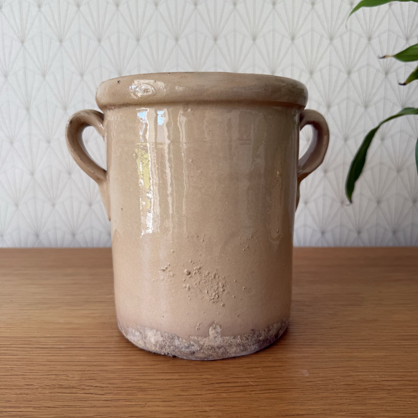 Antique French Confit Pot Stoneware Crock Two Handles 18cm 11012511 Unbranded