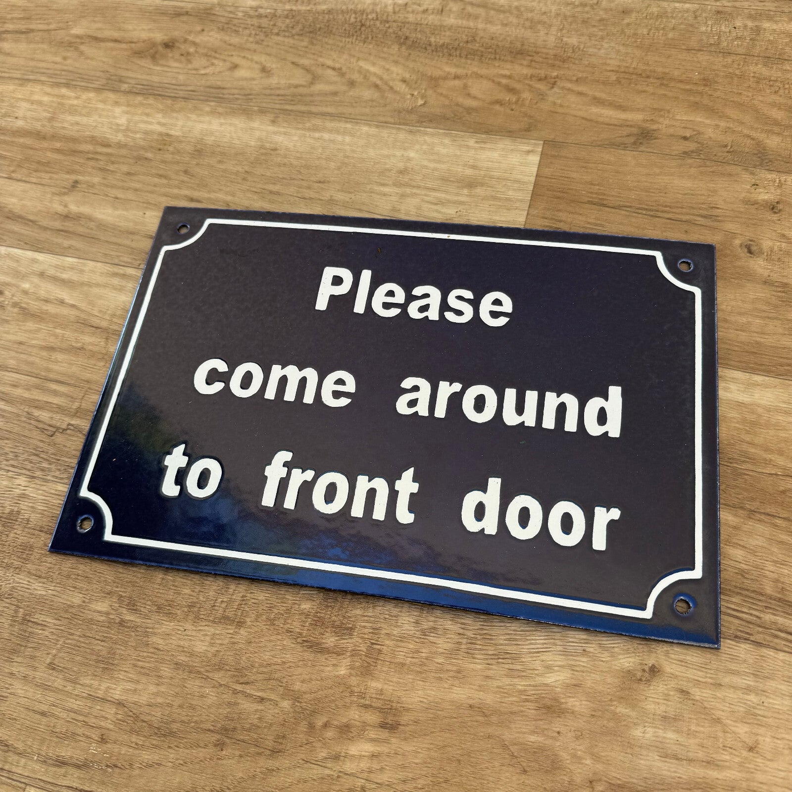 French Enamel Door Sign Please Come Around Front Door Vintage 2309244 Fleamarketfrance