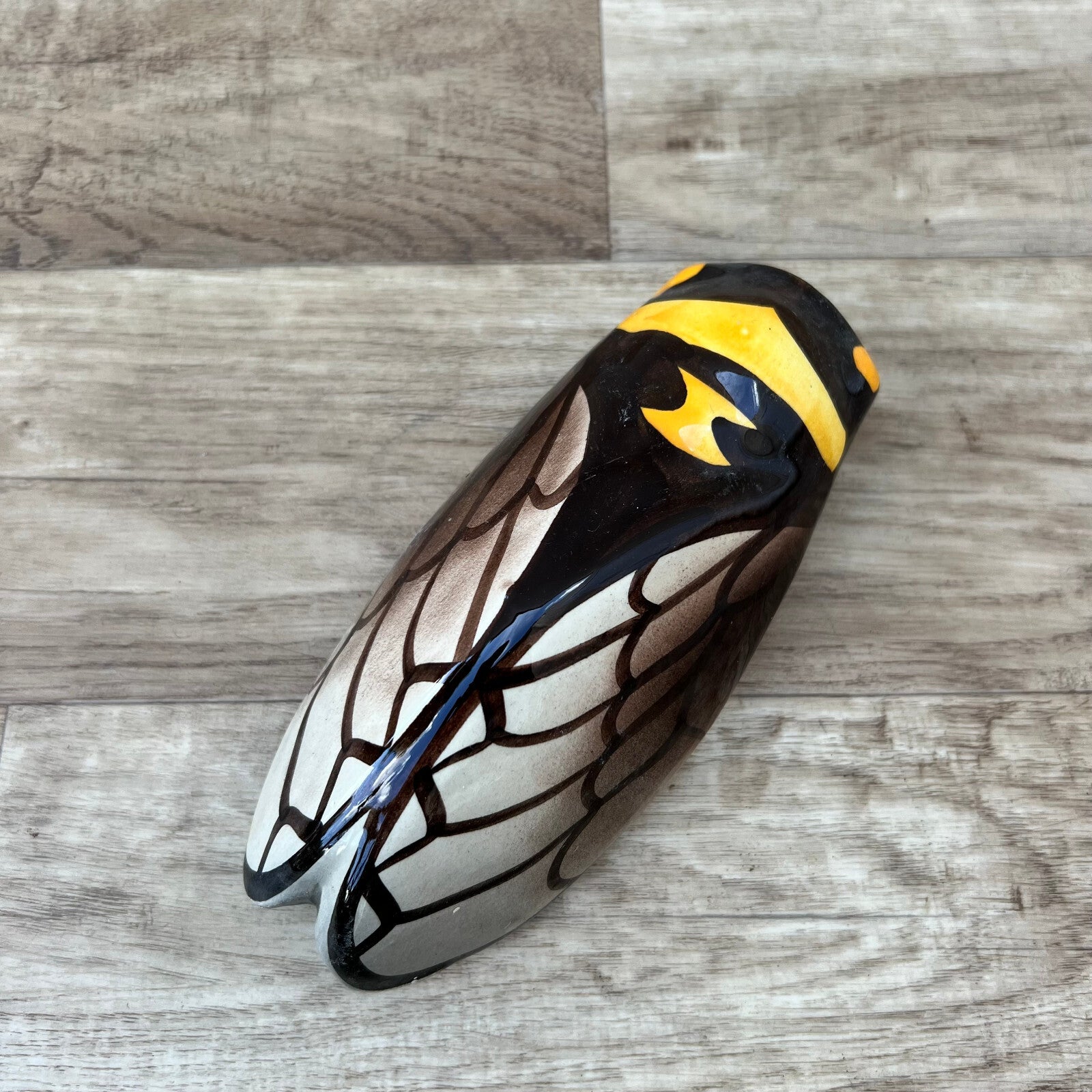 French Cicada Wall Pocket Majolica Ceramic Vase Vintage Provence 2008224 Unmarked