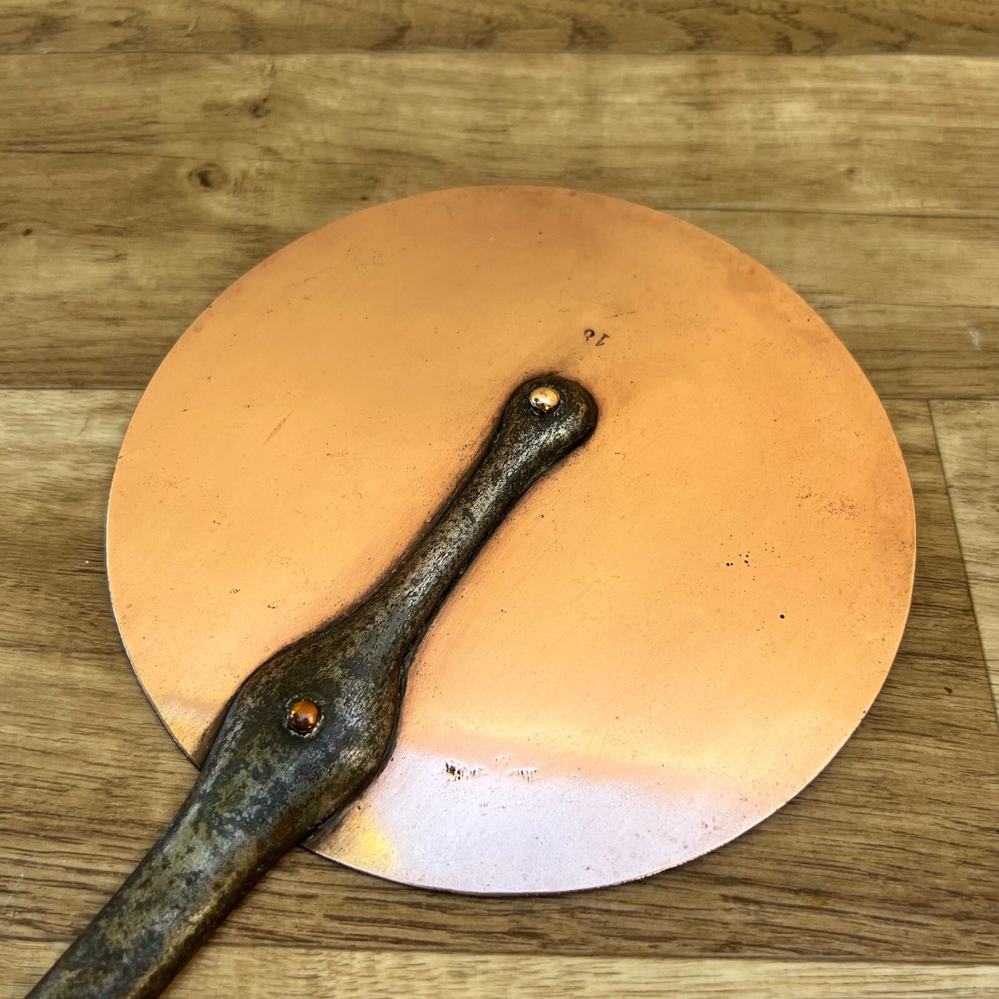 French Copper Pan Lid Cast Iron Handle Vintage Saucepan Cover 7" 08082214 Cuisine