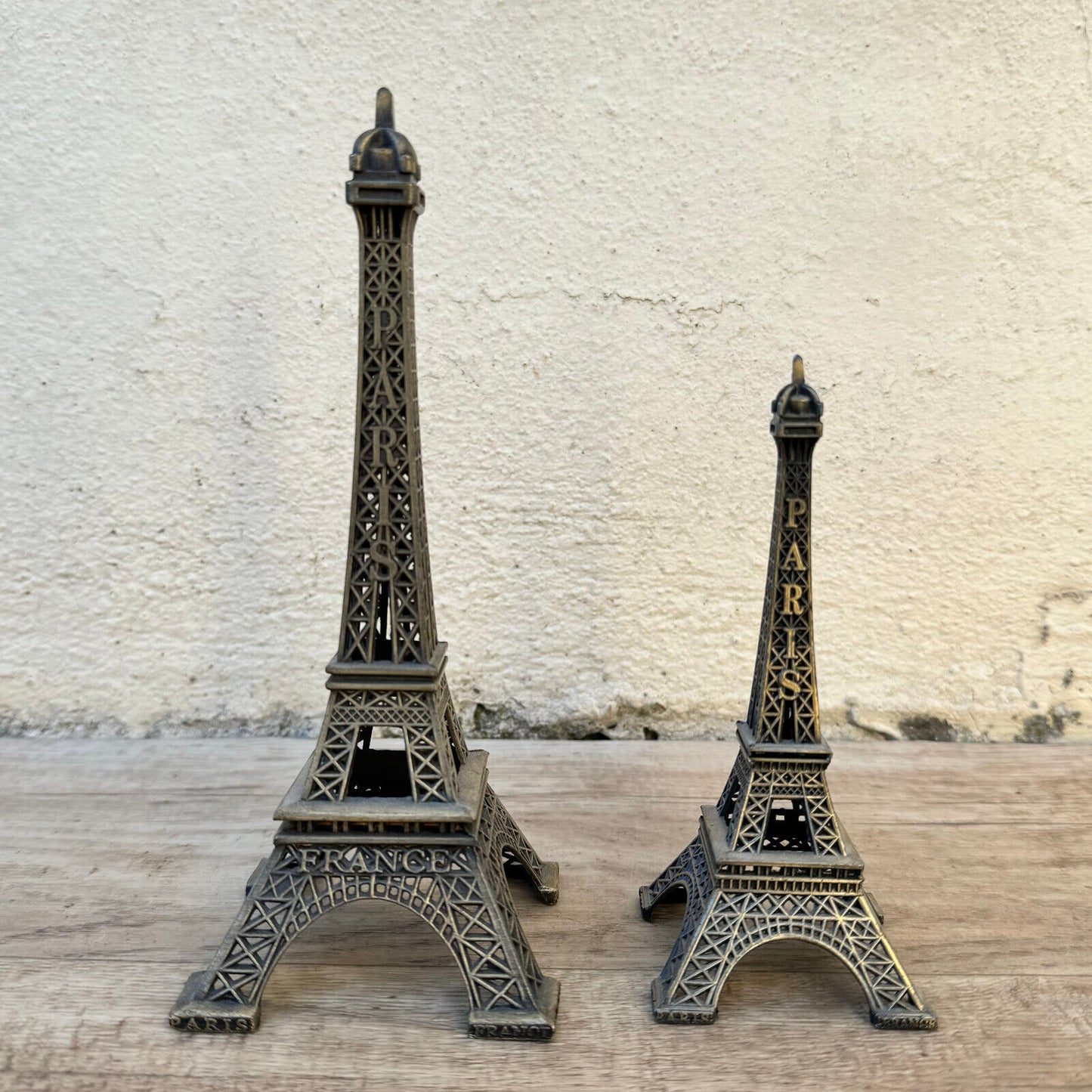 2 Vintage Eiffel Tower Paris Metal Souvenir Very Sturdy France Great 0105242 - Fleamarketfrance