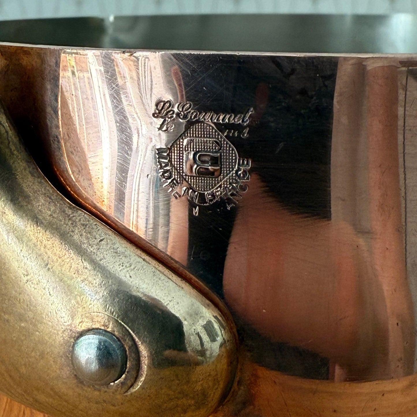 Vintage sauce pan Le Gourmet French COPPER lining with lid 2608259