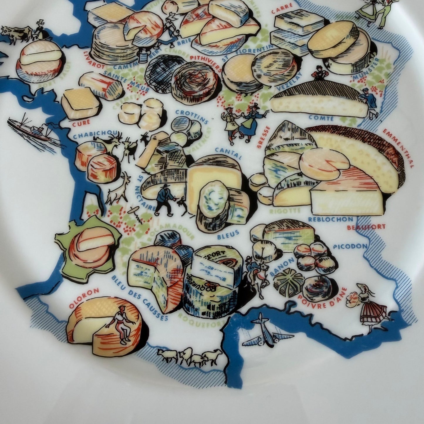 French Cheese Plate Limoges Porcelain Map Vintage Fromage 11.5" 2502264 Limoges