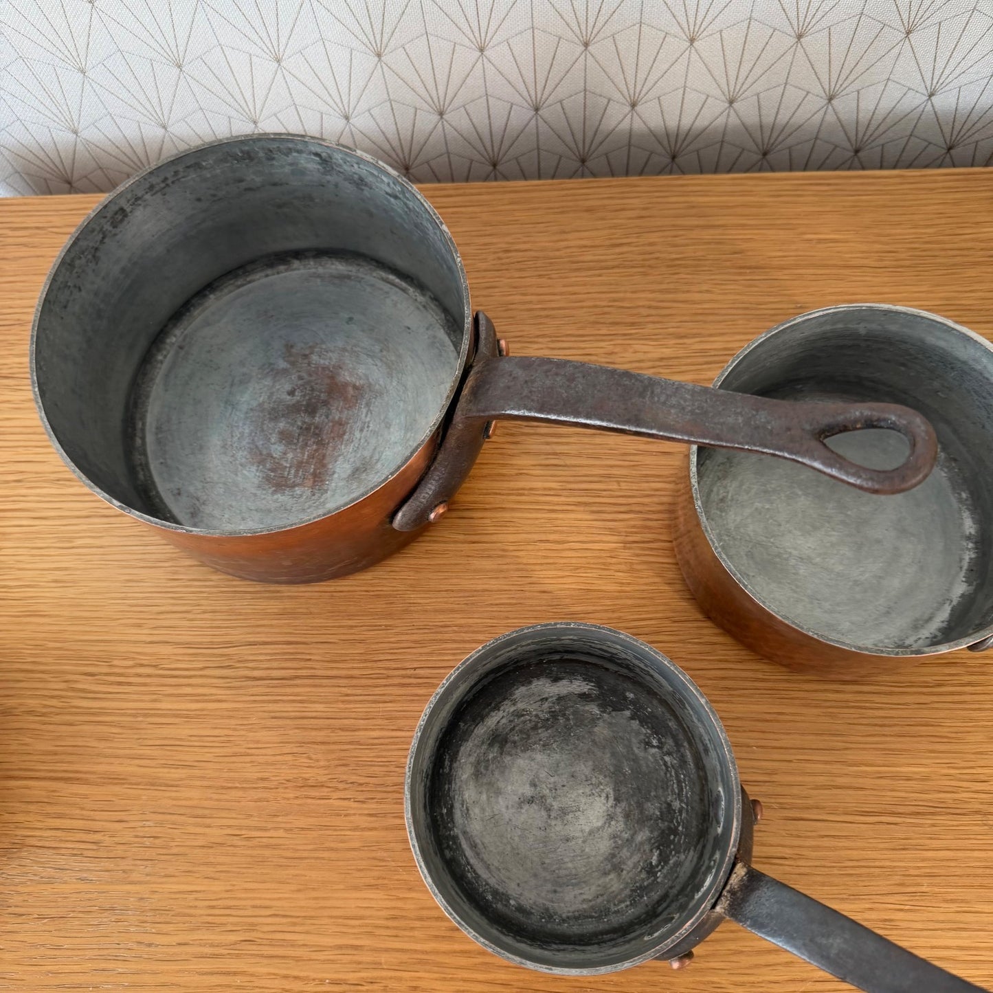 French Copper Pan Set Dehillerin Paris Tin Lined Hammered 2905262 DEHILLERIN