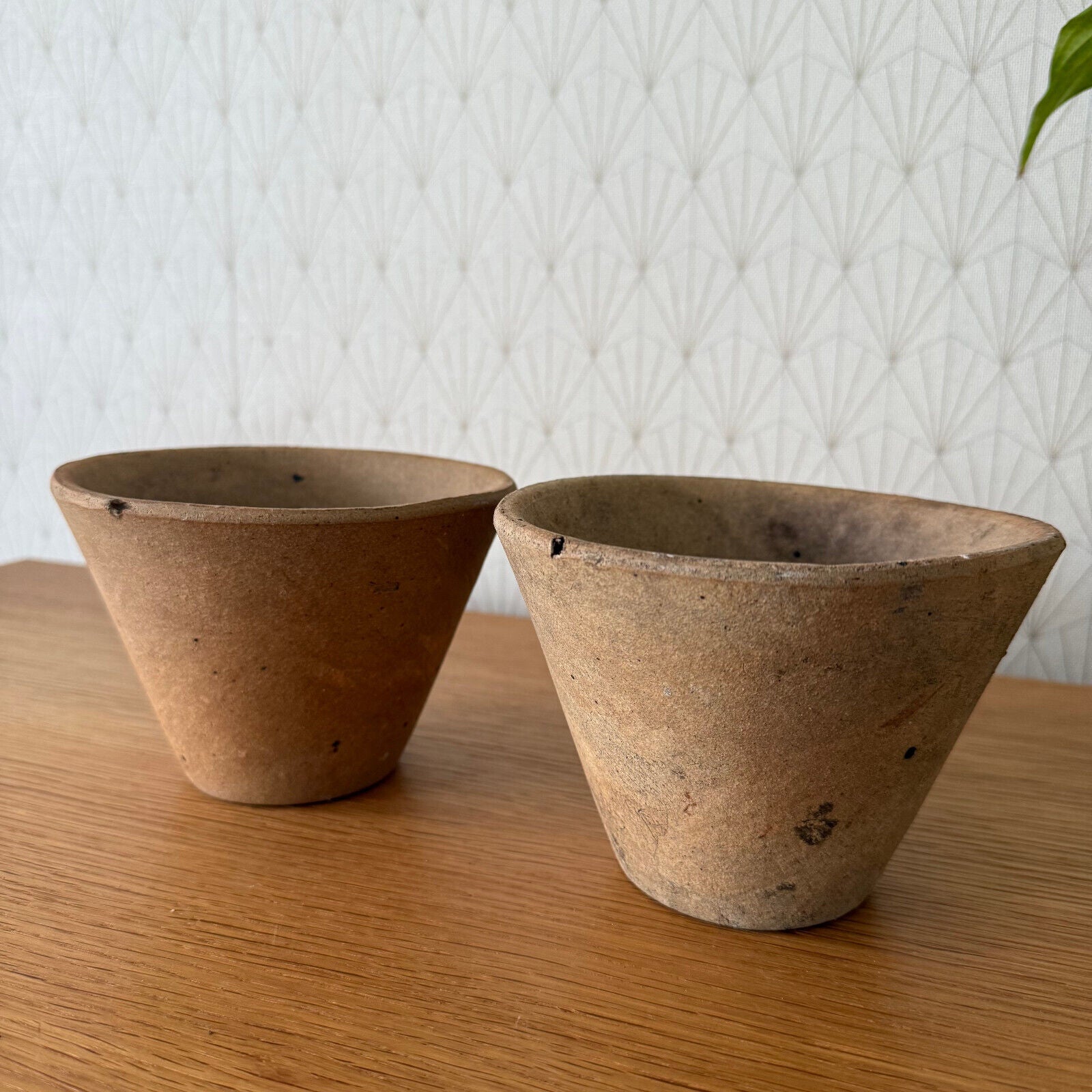 Vintage French Lot of 2 Terracotta Stoneware Pots Planter 2302251 - Fleamarketfrance