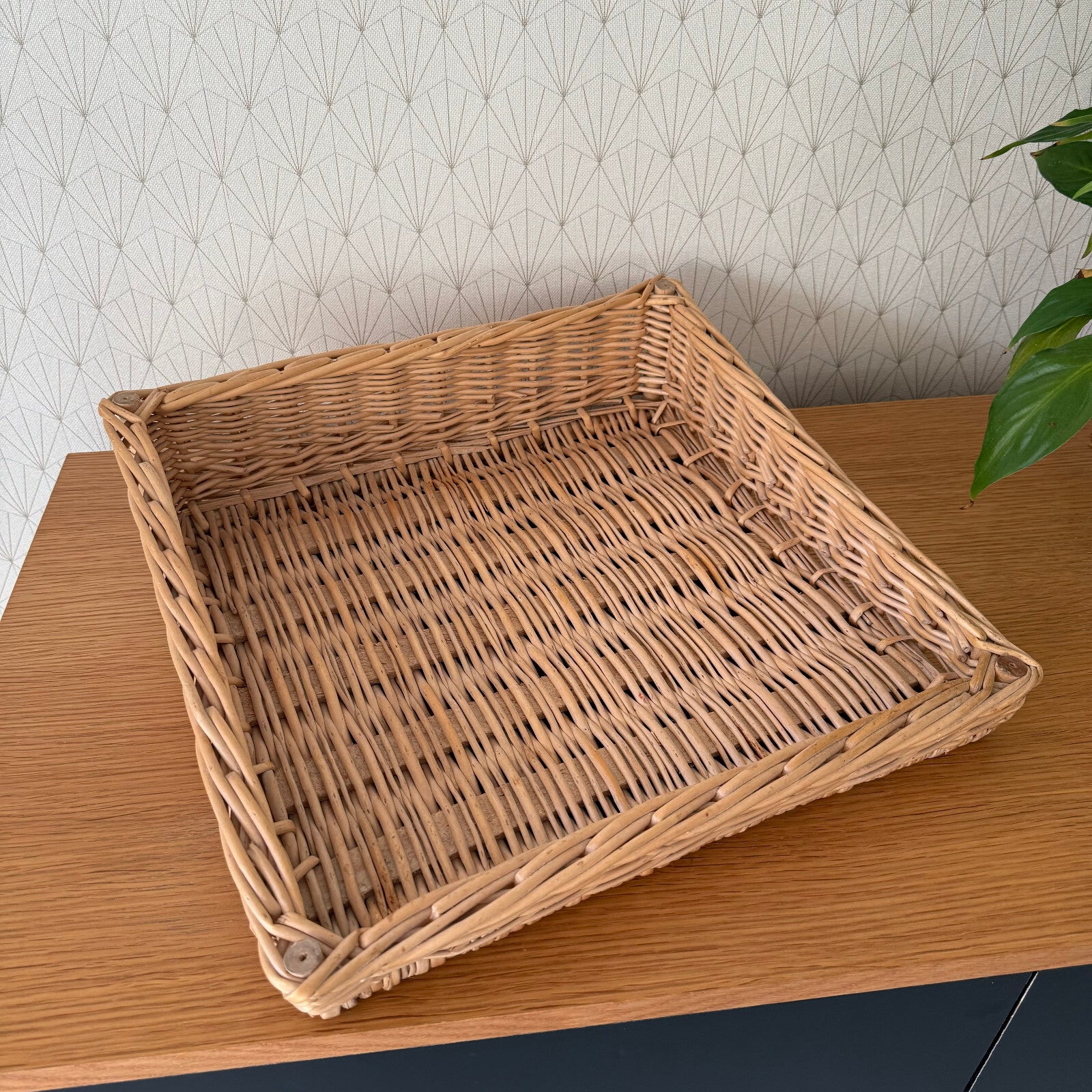 French Wicker Bread Basket Bakery Display Tray Vintage Rattan 0211246 CHIC
