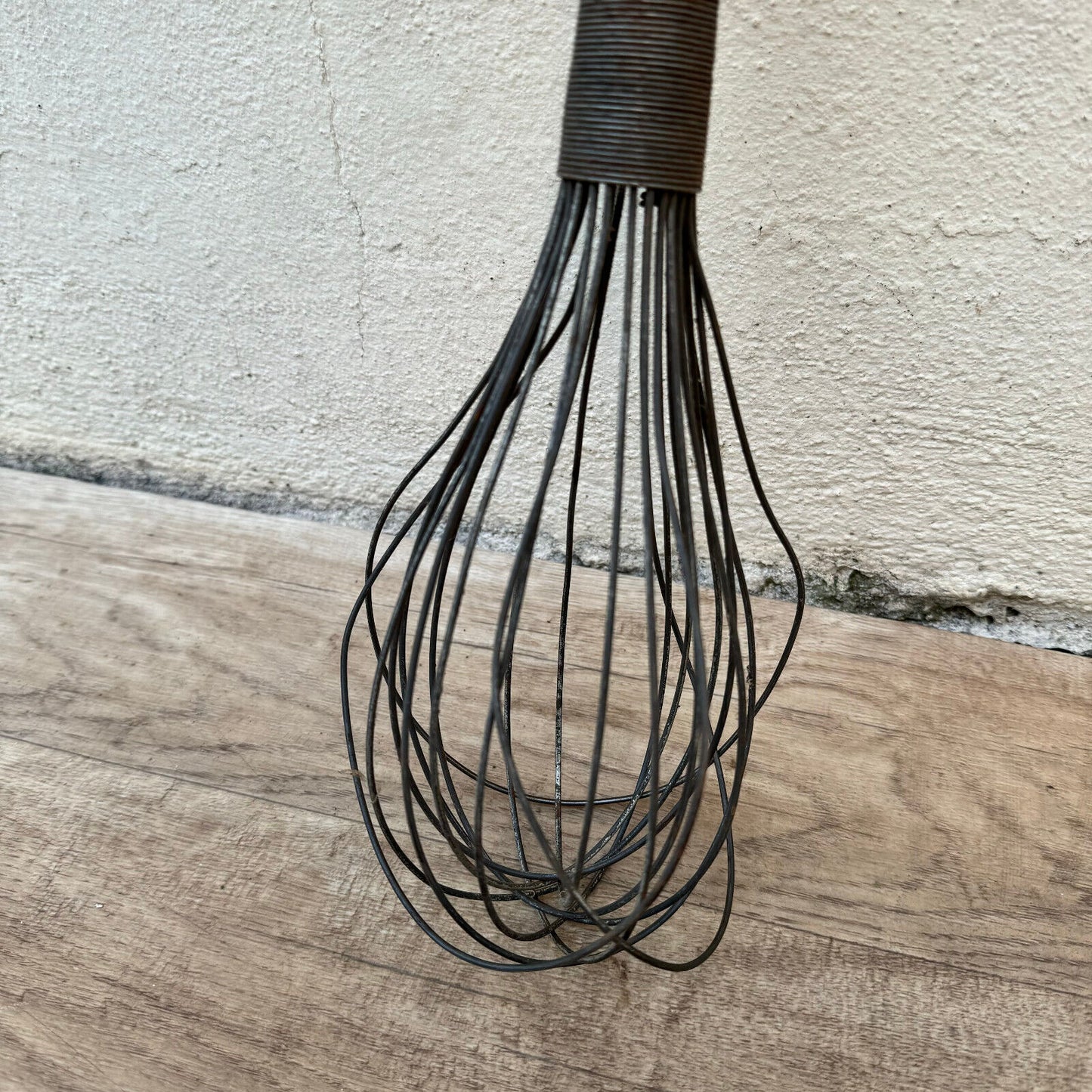 HUGE VINTAGE FRENCH WIRE WHIP WHISK WOODEN HANDLE KITCHEN UTENSIL 15 " 2604247 - Fleamarketfrance