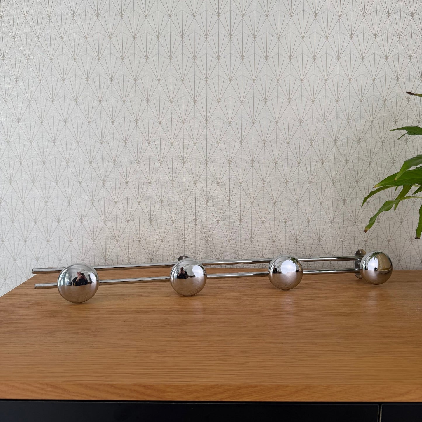 Vintage French Metal 4 Hook Coat Rack/Wall-Mounted Entryway Storage 2110253 Unbranded