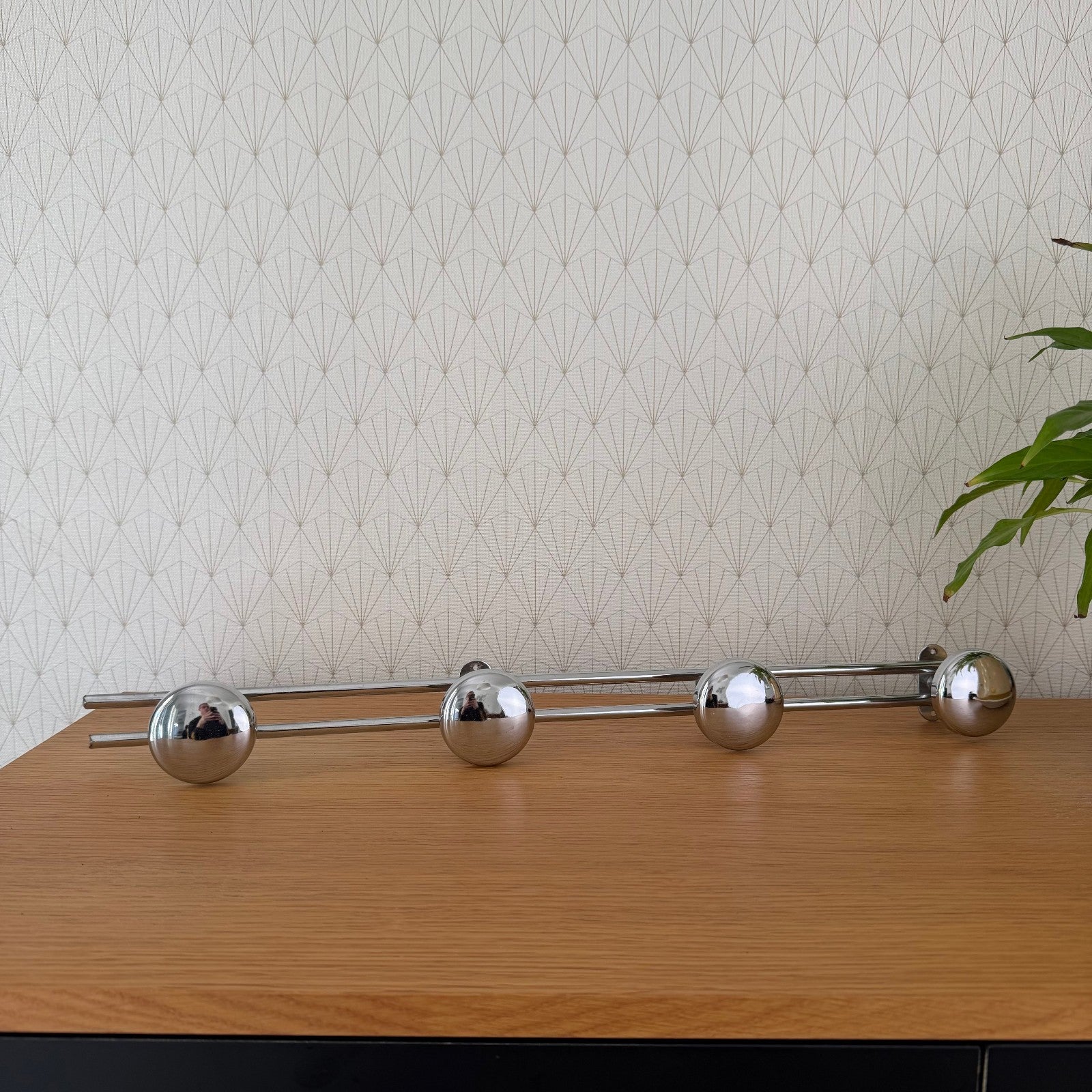 Vintage French Metal 4 Hook Coat Rack/Wall-Mounted Entryway Storage 2110253 Unbranded