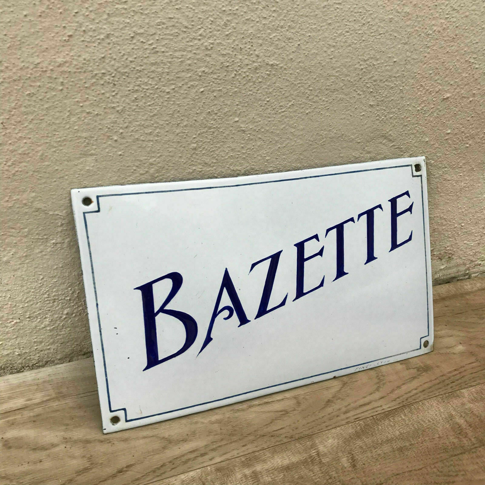 French House Enamel Sign Plaque - arched bombed BAZETTE 17021824 - Fleamarketfrance