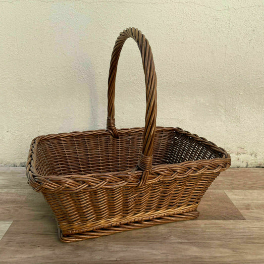 Vintage French Wicker Basket Market Shopping Rattan Weave Handmade 0308212 Fleamarketfrance
