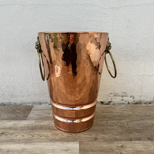 French Copper Bucket Lion Handles Villedieu Normandy Vintage 0105241 Fleamarketfrance