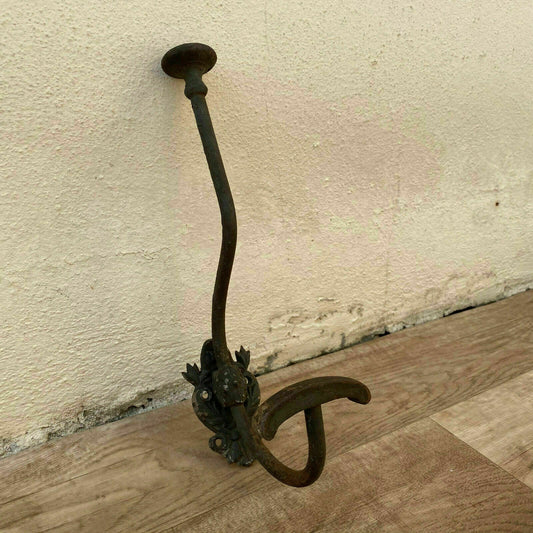 BIG VINTAGE ANTIQUE CAST IRON FRENCH PORTMANTEAU COAT & HAT HOOK 16062111 - Fleamarketfrance