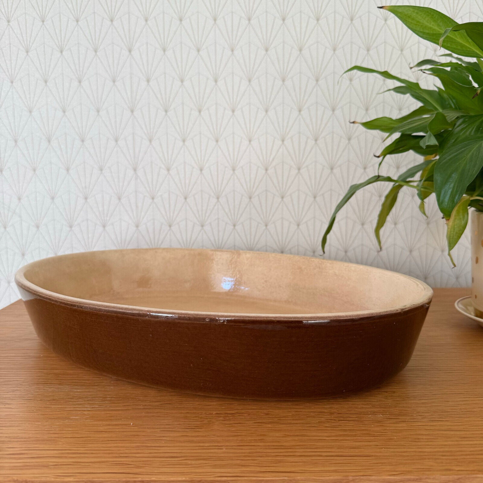 Vintage La Bourguignonne France Handmade French Bakeware 17.5” gratin 11112411 La Bourguignonne France