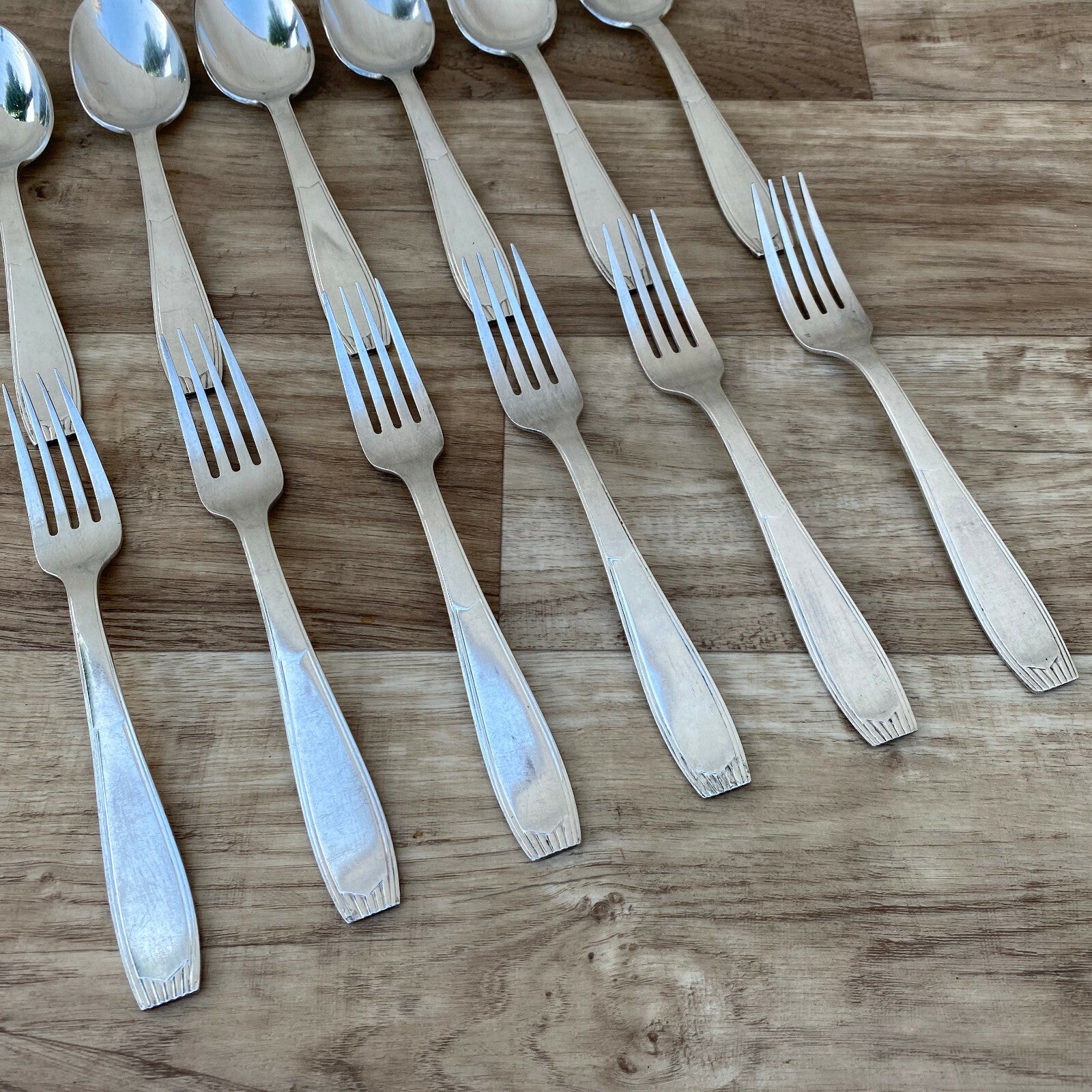 French Silver Plate Flatware Set 6 Forks Spoons Alfenide 1900s 26042012 Alfénide
