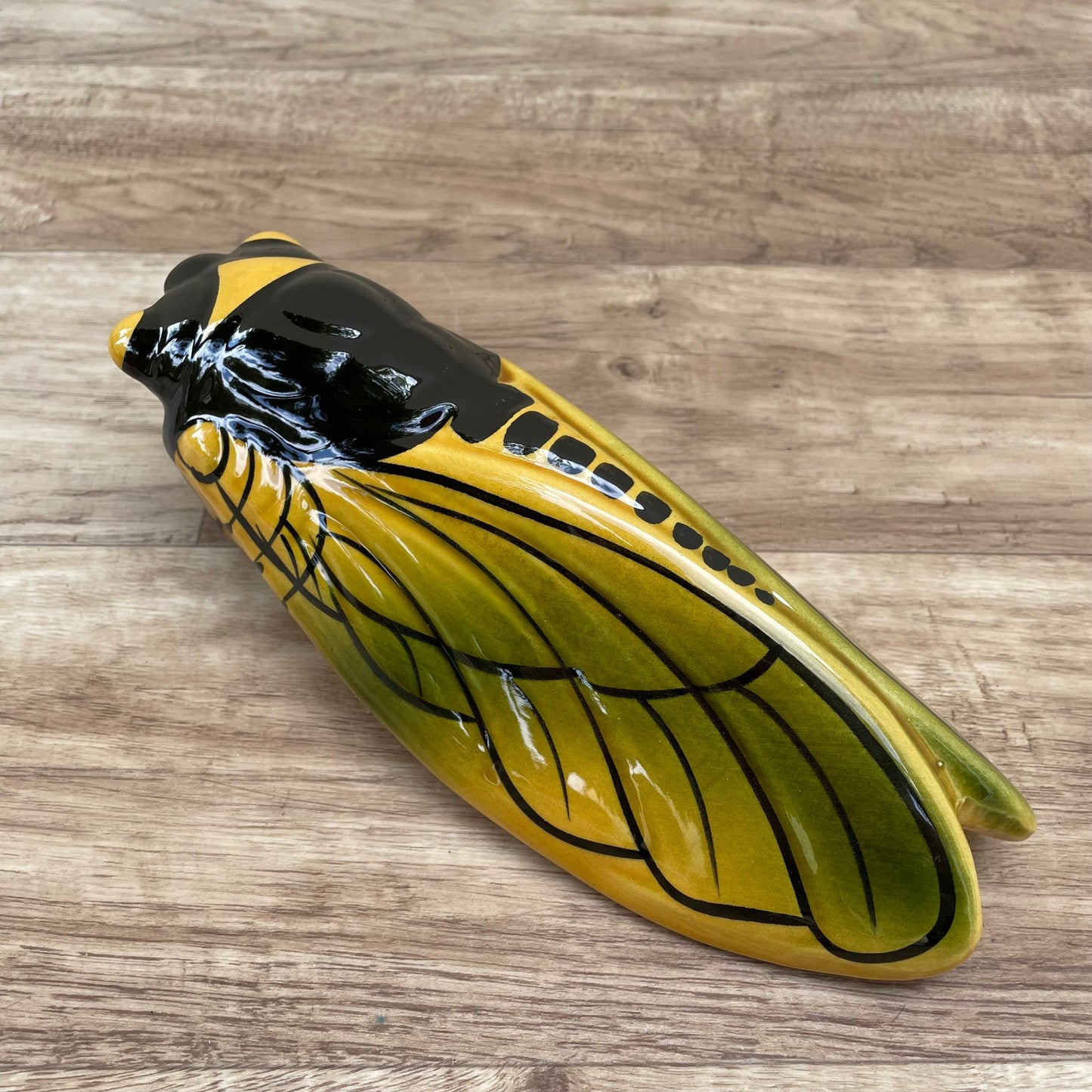 Vintage French Majolica Cicada Wall Pocket Vase Provence 0910251* Unmarked