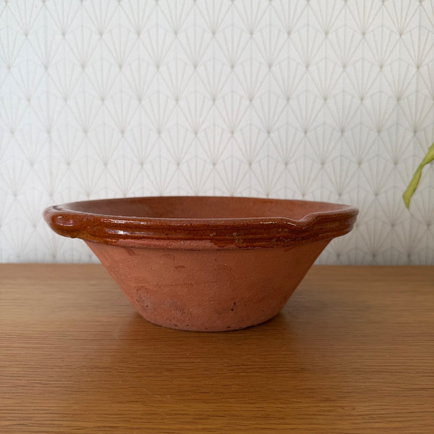 Vintage French Terracotta Glazed Rustic Pottery Mixing Tian Bowl 14072612