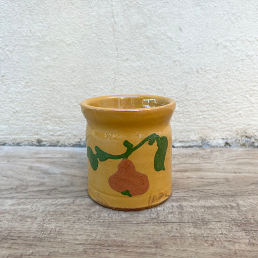 HANDMADE GLAZED YELLOW ANTIQUE FRENCH CONFIT JAM POT TERRACOTTA Savoie 29052411 - Fleamarketfrance