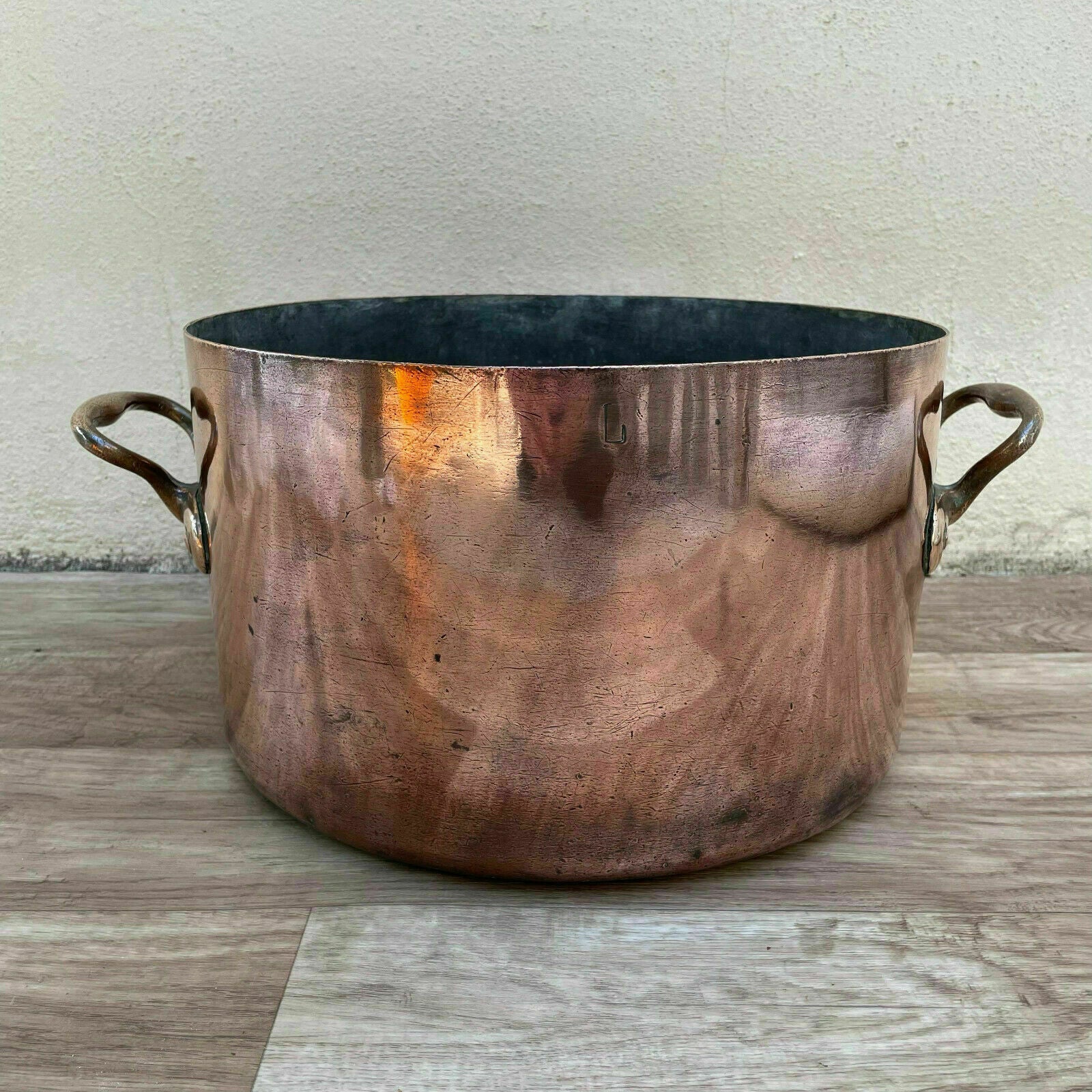 French stock pot antique dovetailed Copper Cookware 12 1/2" 1110219 - Fleamarketfrance