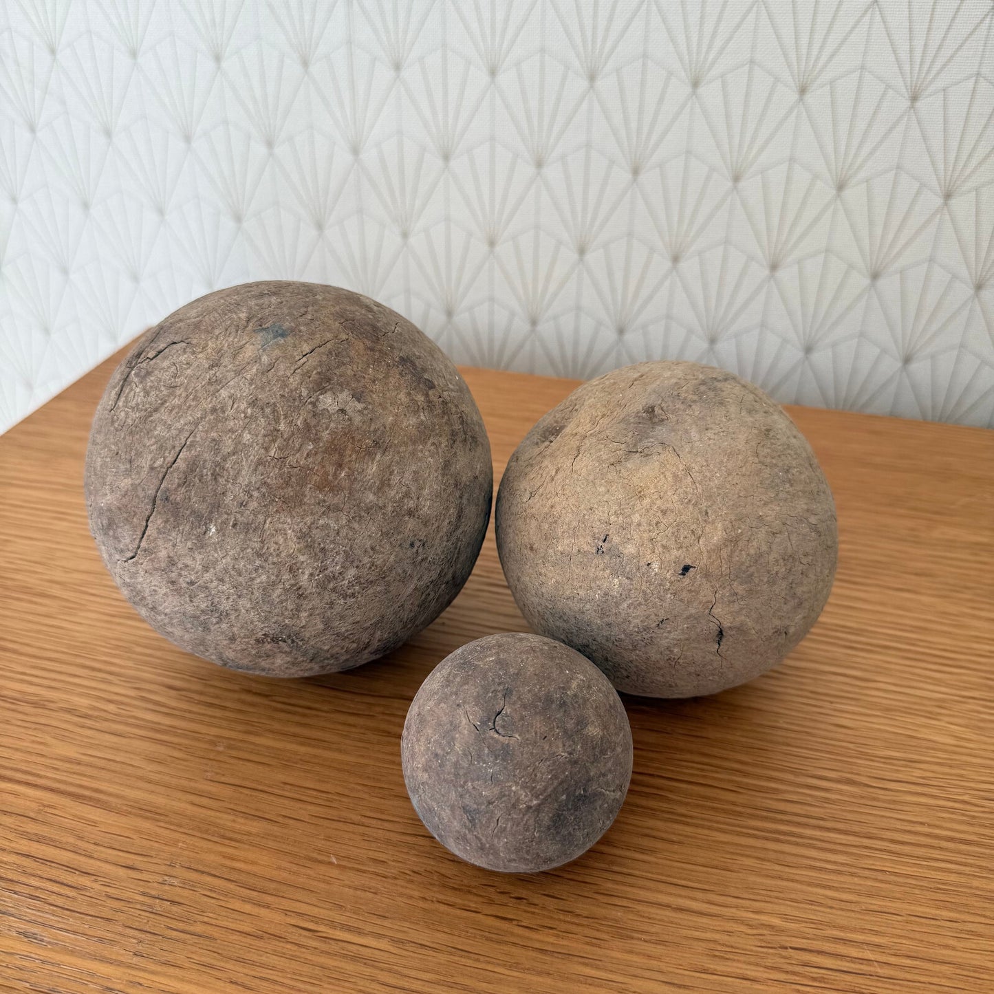 Antique Wooden Balls French Farmhouse Primitive Decor Set of 3 09022510 Unbranded