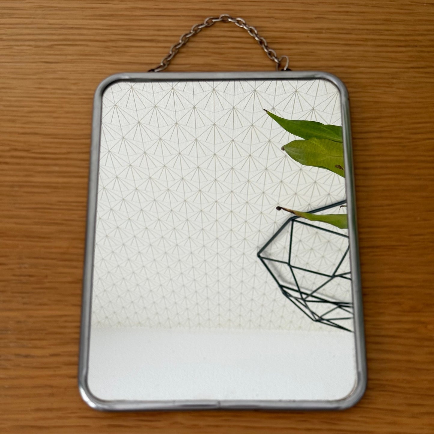 Vintage French Art Deco Mirror Metal Frame Chain Hanger Wall 0608257 Fleamarketfrance