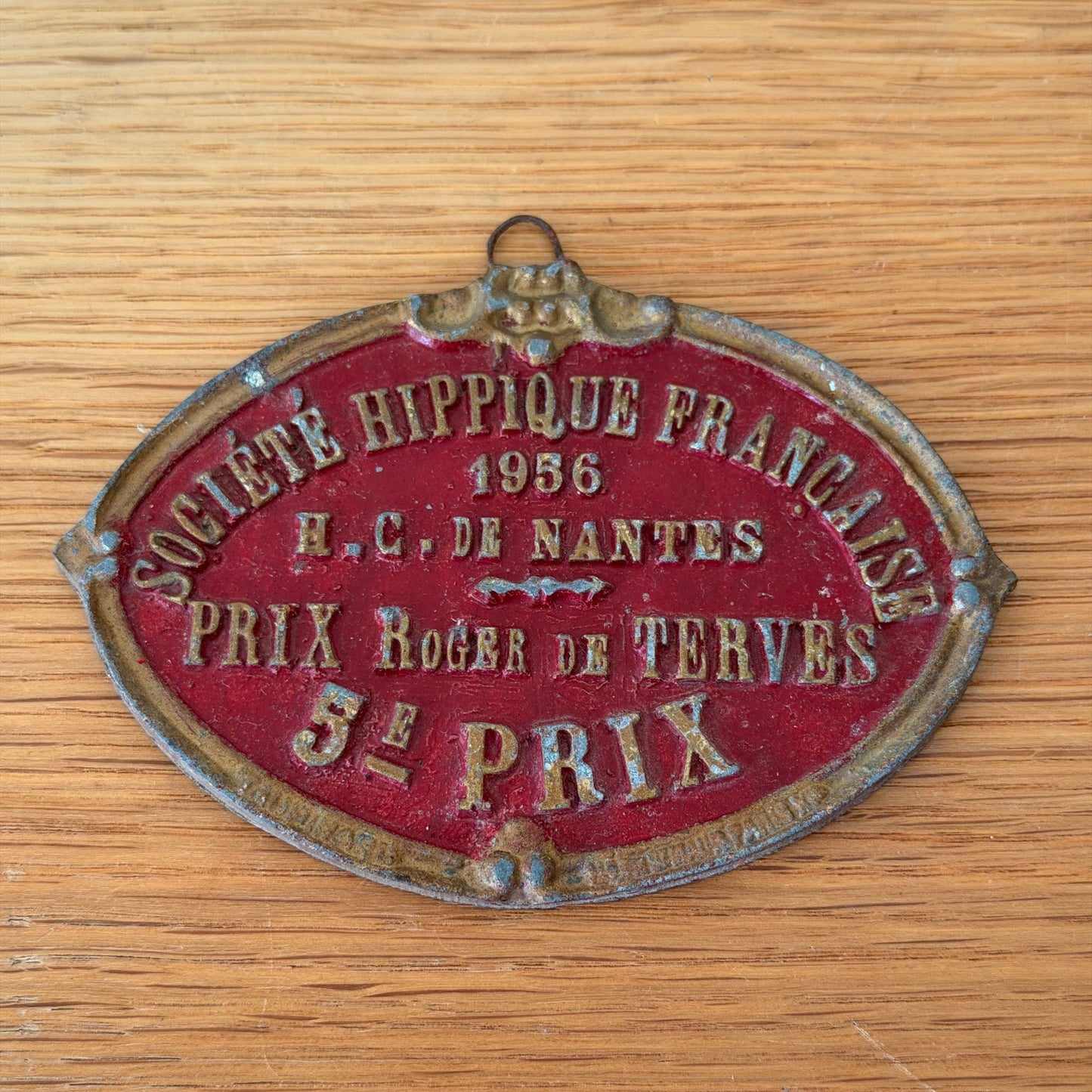 French Equestrian Trophy 1956 Agricultural Prize Plaque Vintage 1212257 Fleamarketfrance : French vintage and antique decor