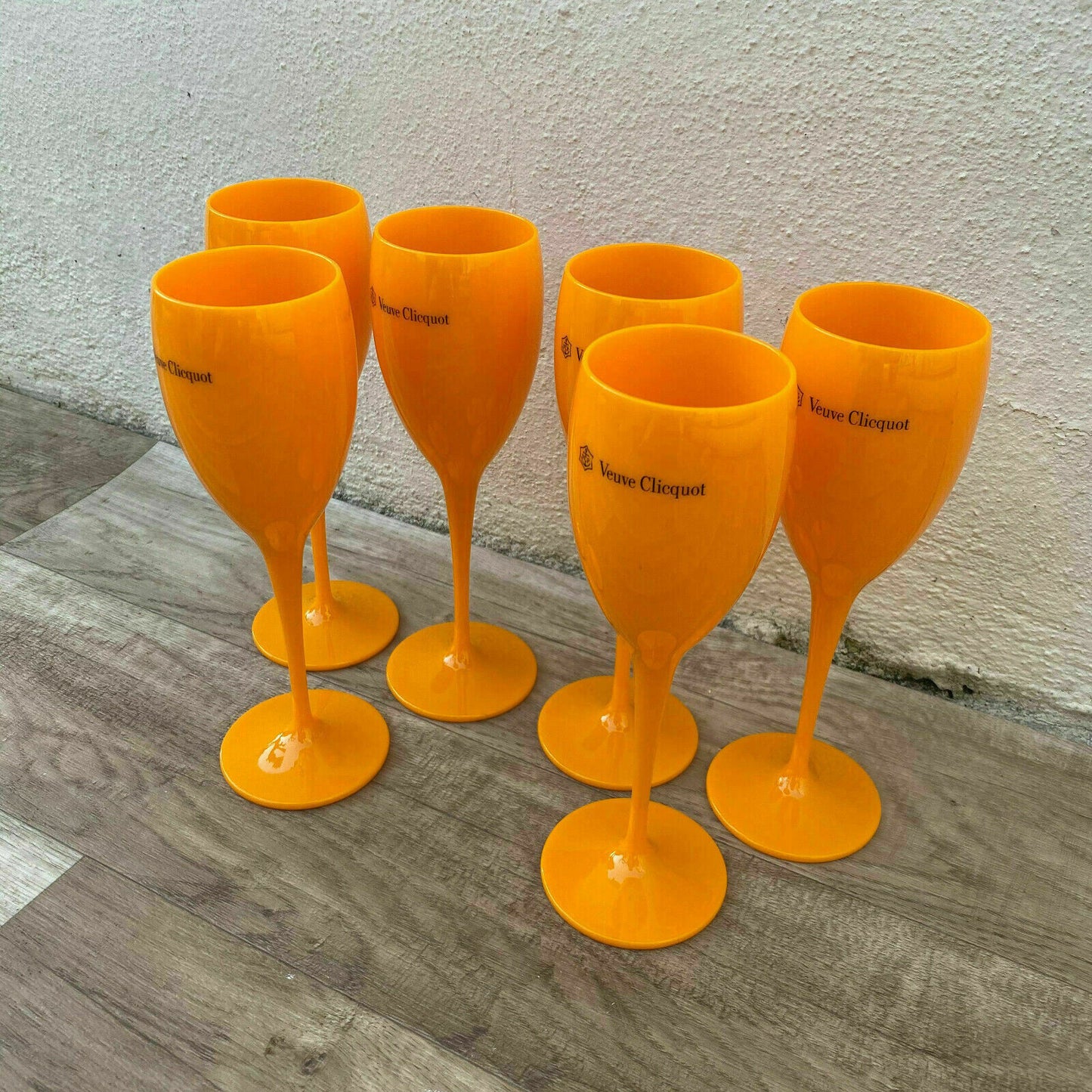 Veuve Clicquot Orange Champagne Flutes Set 6 Acrylic French Glasses 1206254 Veuve Clicquot