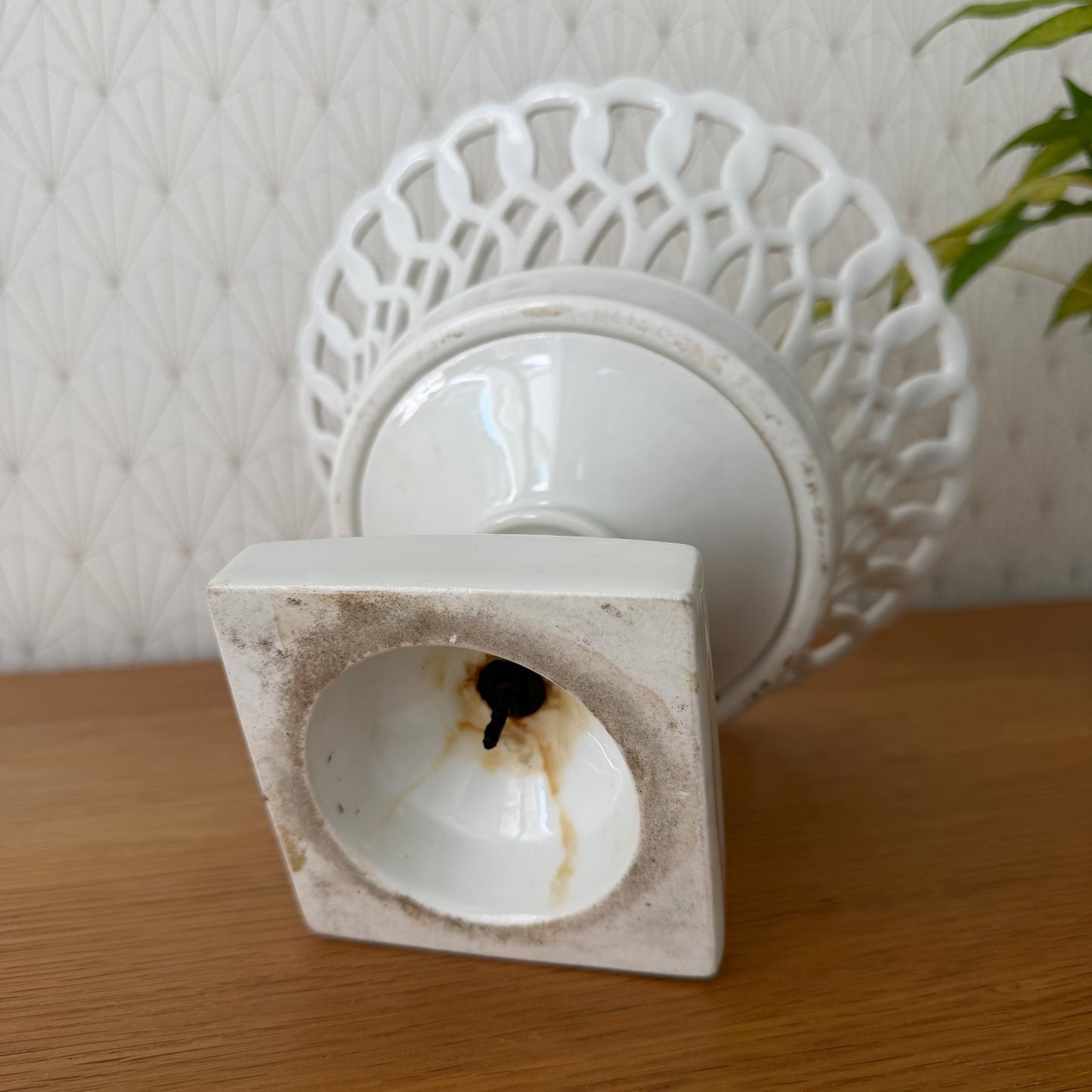 Vintage French White Porcelain Reticulated Footed Compote 0708261 Fleamarketfrance