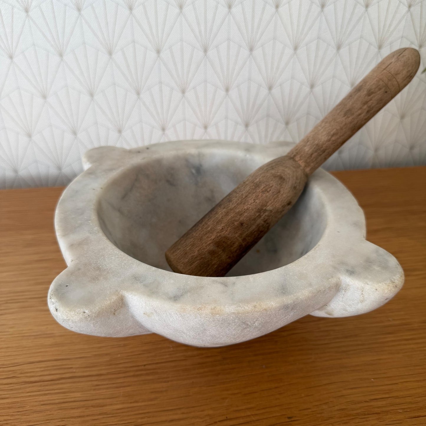 French Marble Mortar And Pestle Set Natural White Stone Kitchen 10062618 Does not apply