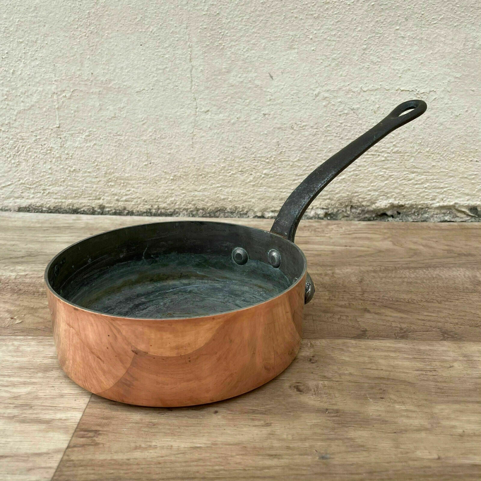 Vintage LITTLE VILLEDIEU FRENCH Copper frying saute PAN TIN LINING 2mm 21102112 - Fleamarketfrance