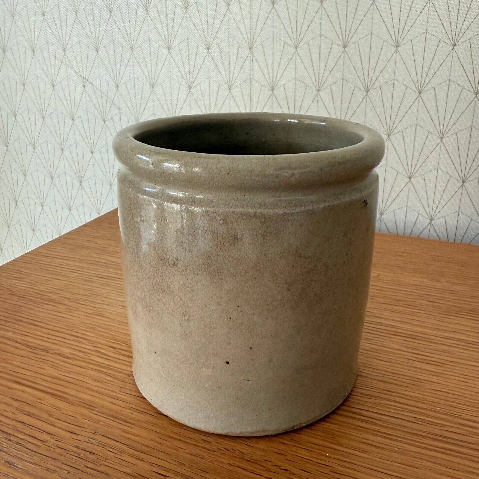 HANDMADE GLAZED GREY ANTIQUE FRENCH CONFIT POT STONEWARE CONFIT GREASE 09112411 - Fleamarketfrance